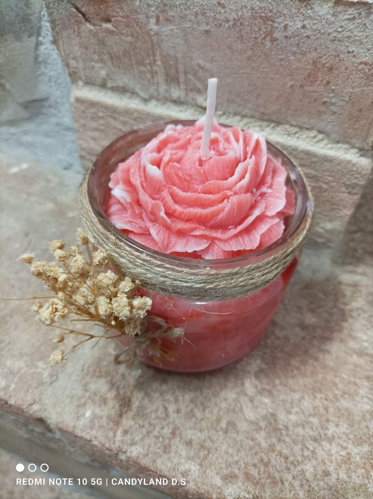 Candela effetto marmo con Peonia (o altri elementi decorativi)