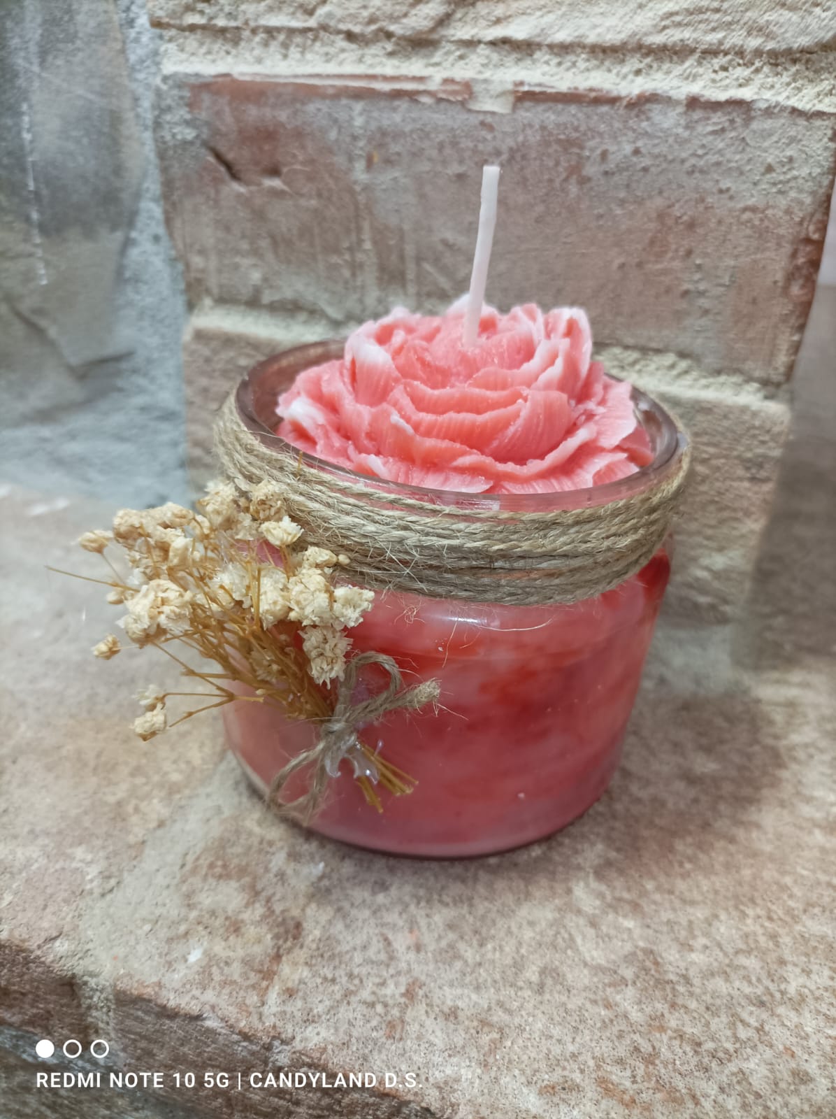 Candela effetto marmo con Peonia (o altri elementi decorativi)