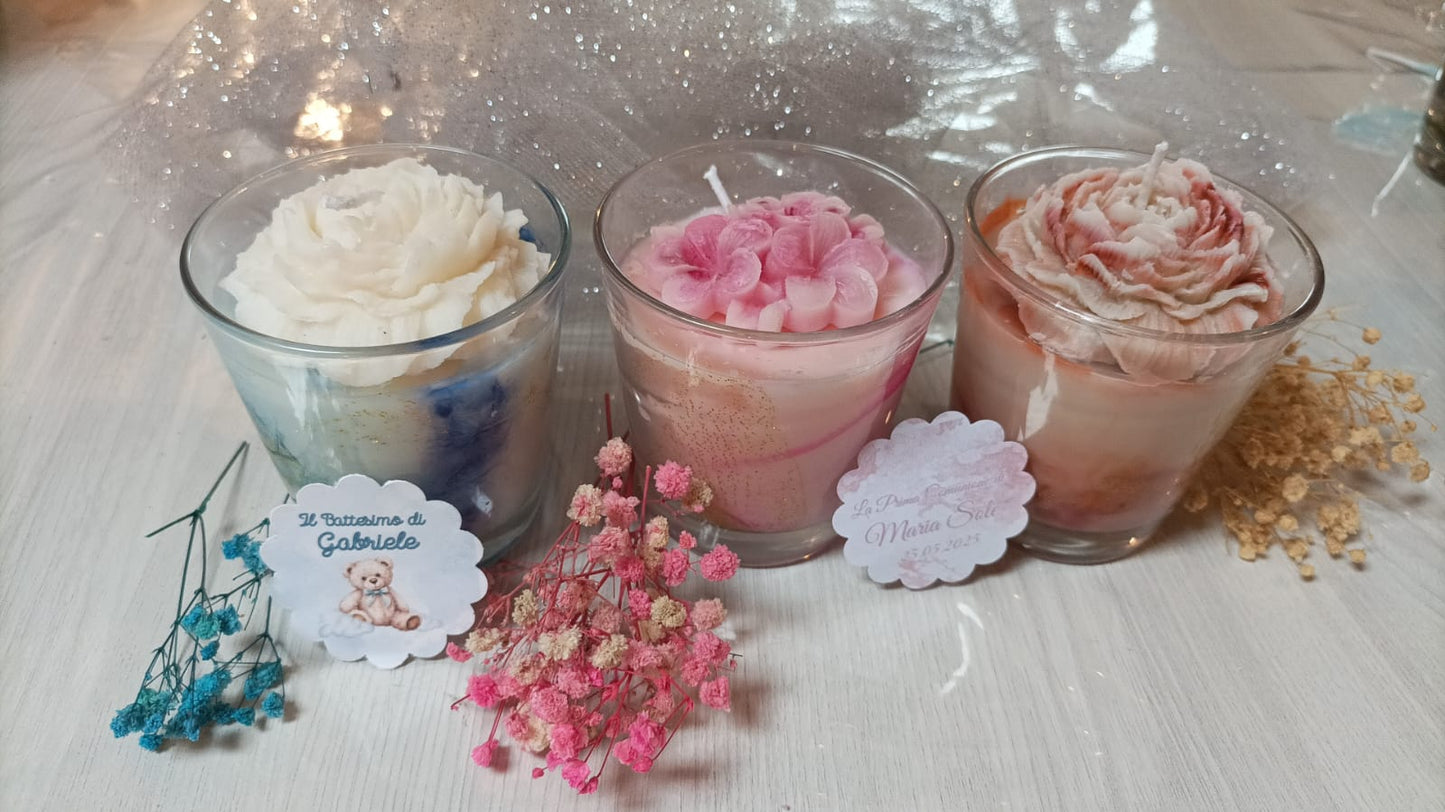 Candela effetto marmo con Peonia (o altri elementi decorativi)