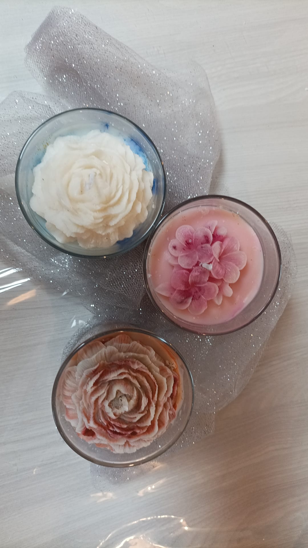 Candela effetto marmo con Peonia (o altri elementi decorativi)